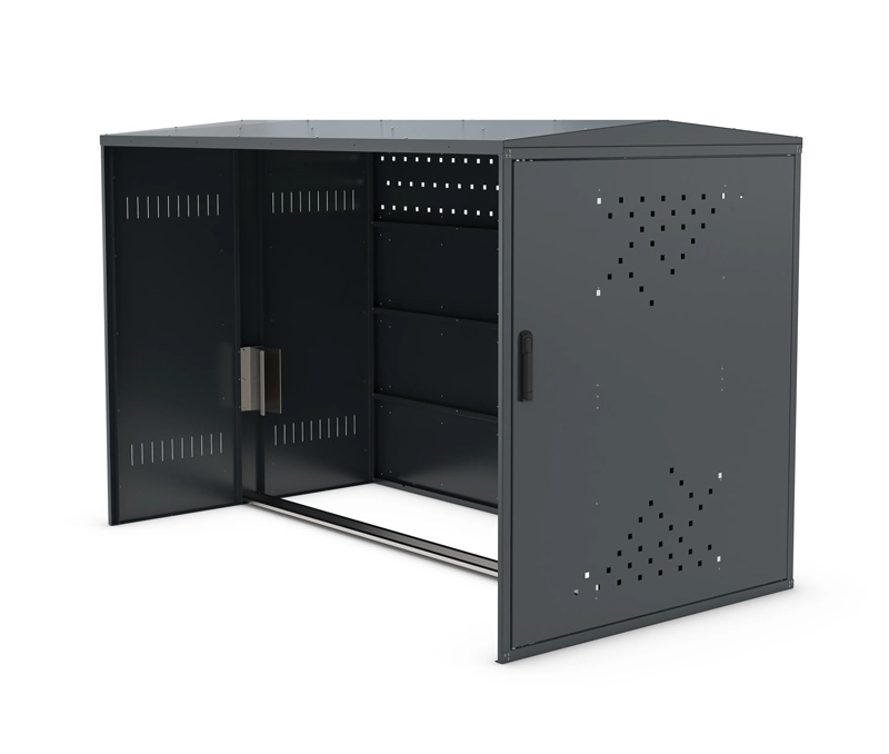 Erweiterbare Bikebox mit Anbaueinheit