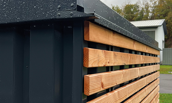 Lagercontainer Holzverkleidung wetterfest außen