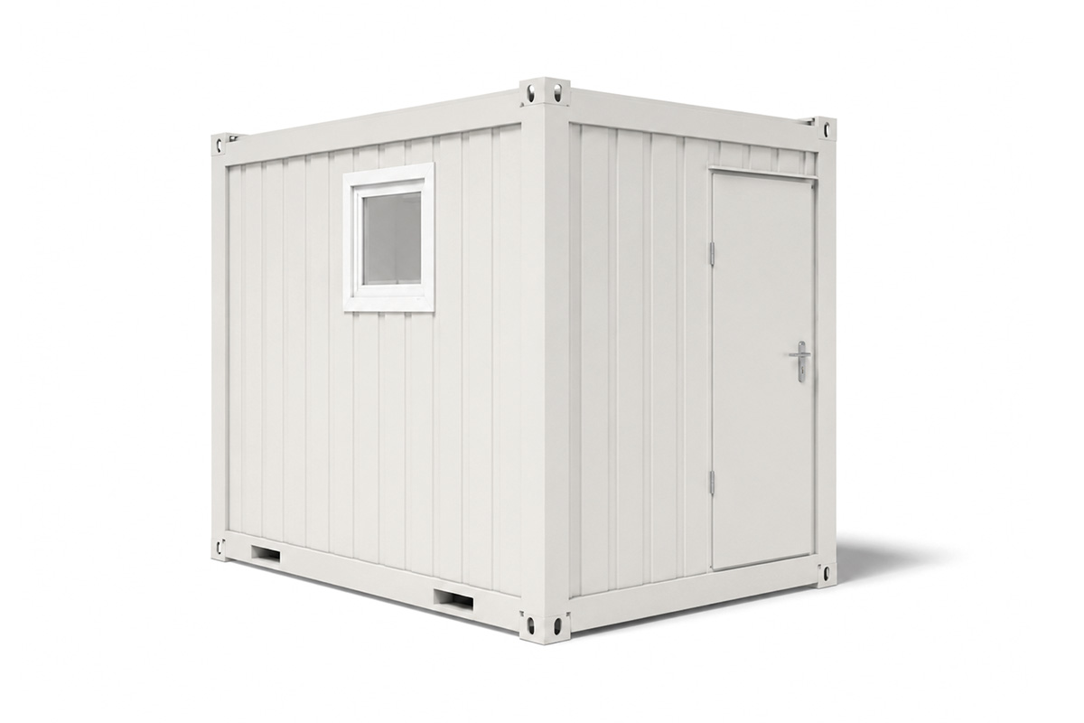 WC-Container V2, 10 Fuß, H2800 x B2435 x L2989 mm, Aussenwandlackierung RAL 9010 Reinweiß