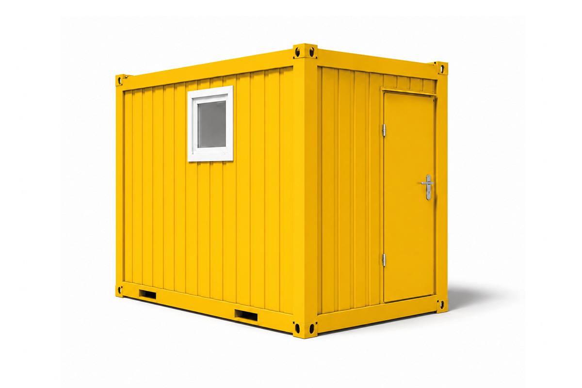 WC-Container V2, 10 Fuß, H2800 x B2435 x L2989 mm, Aussenwandlackierung RAL 1003 Signalgelb