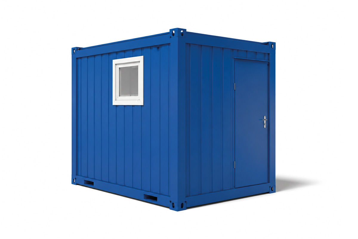 WC-Container V2, 10 Fuß, H2800 x B2435 x L2989 mm, Aussenwandlackierung RAL 5010 Enzianblau
