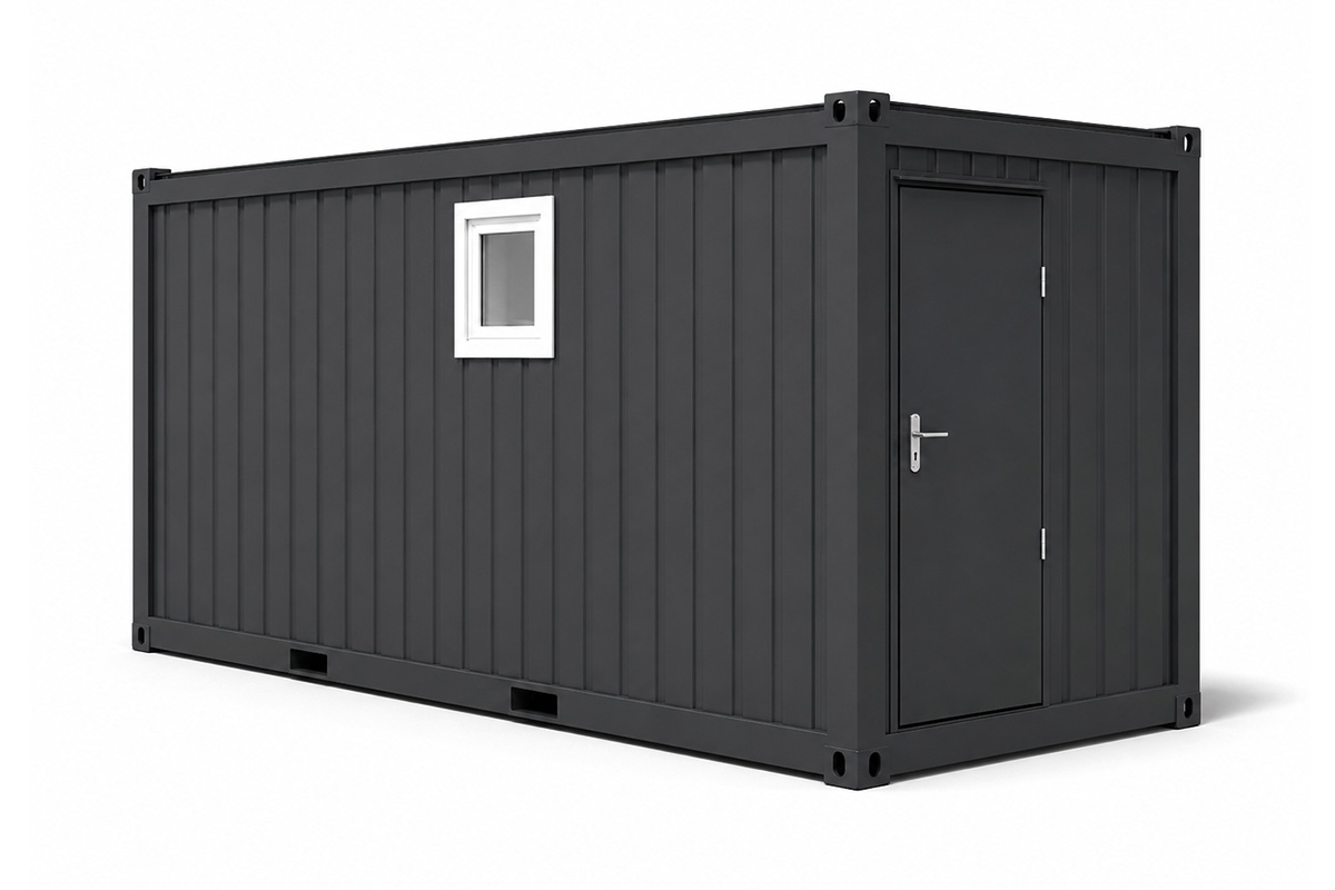 WC-Container V2, 20 Fuß, H2800 x B2435 x L6055 mm, Aussenwandlackierung RAL 7016 Anthrazit