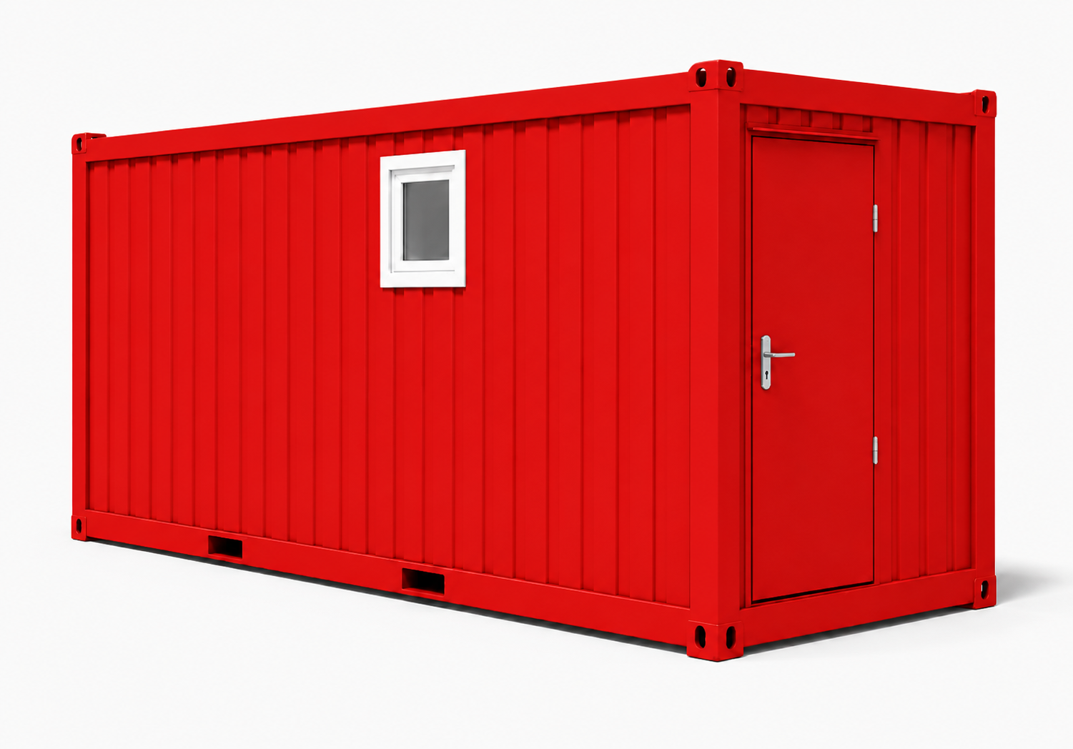 Dusch-Container V4, 20 Fuß, H2800 x B2435 x L6055 mm, Aussenwandlackierung RAL 3000 Feuerrrot