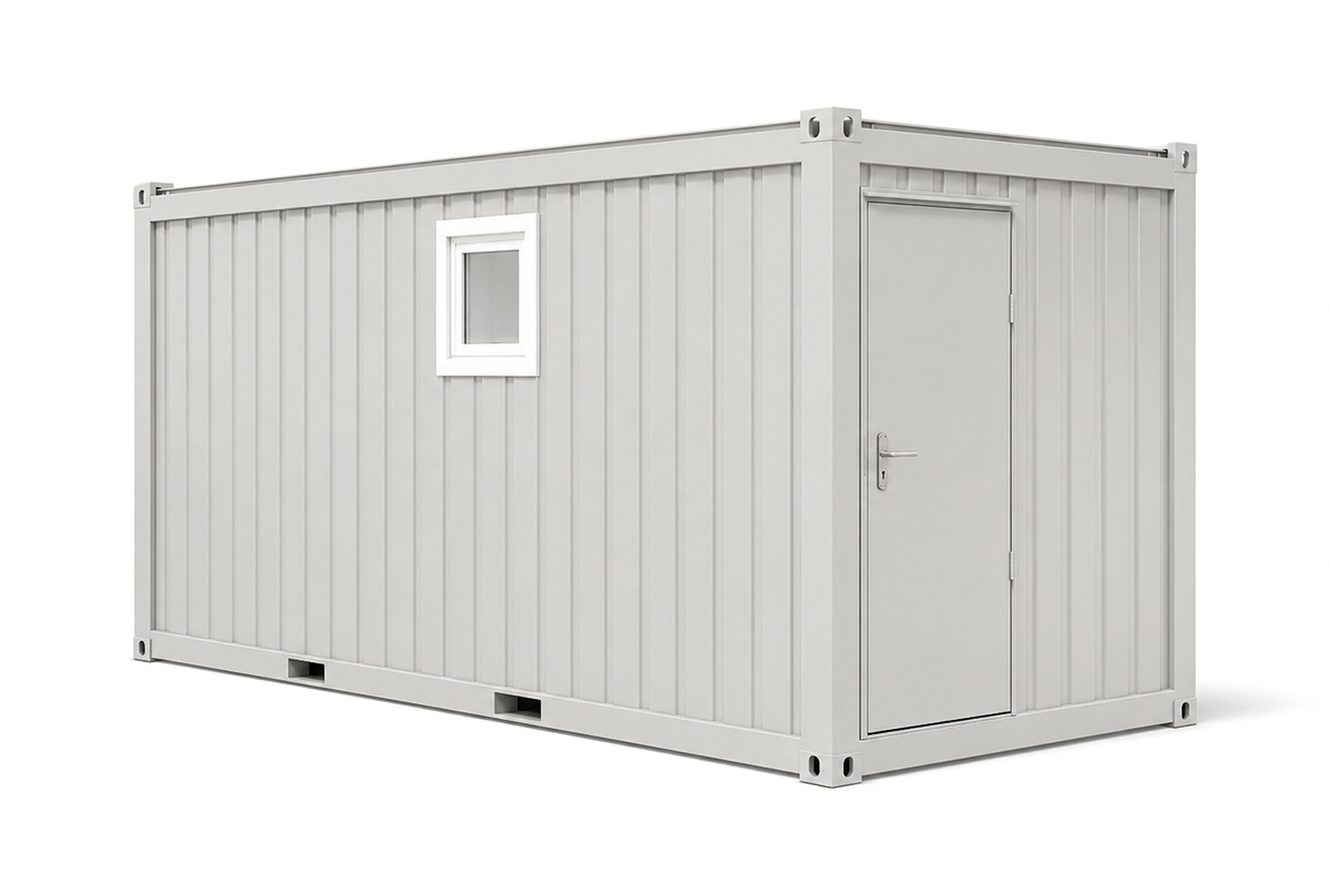 WC-Container V2, 20 Fuß, H2800 x B2435 x L6055 mm, Aussenwandlackierung RAL 9010 Reinweiß