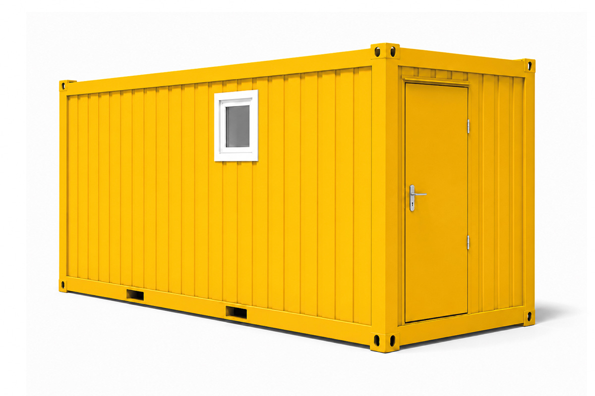 WC-Container V3, 20 Fuß, H2800 x B2435 x L6055 mm, Aussenwandlackierung RAL 1003 Signalgelb