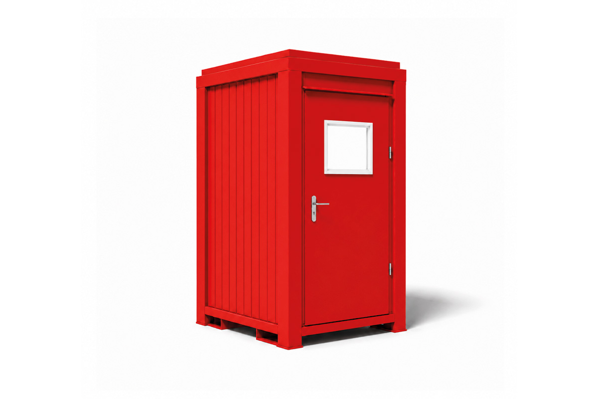 WC-Container 5 Fuß, H2540 x B1400 x L1200 mm, Aussenwandlackierung RAL 3000 Feuerrrot