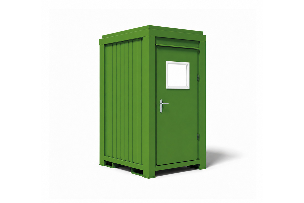 WC-Container 5 Fuß, H2540 x B1400 x L1200 mm, Aussenwandlackierung RAL 6010 Grasgrün