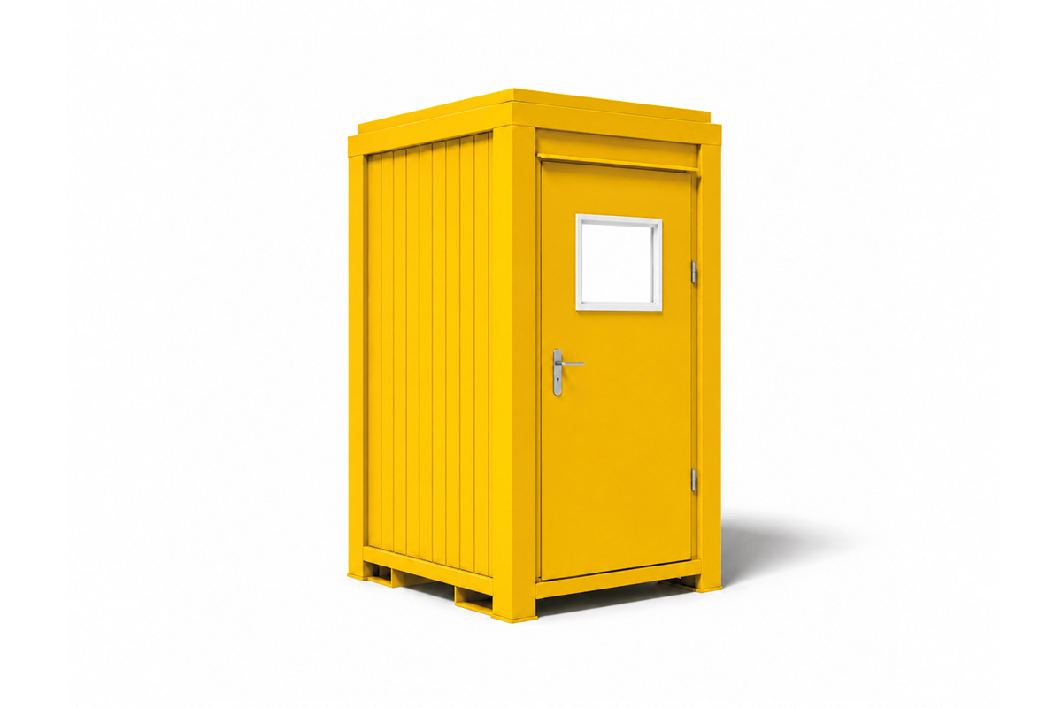 WC-Container 5 Fuß, H2540 x B1400 x L1200 mm, Aussenwandlackierung RAL 1003 Signalgelb