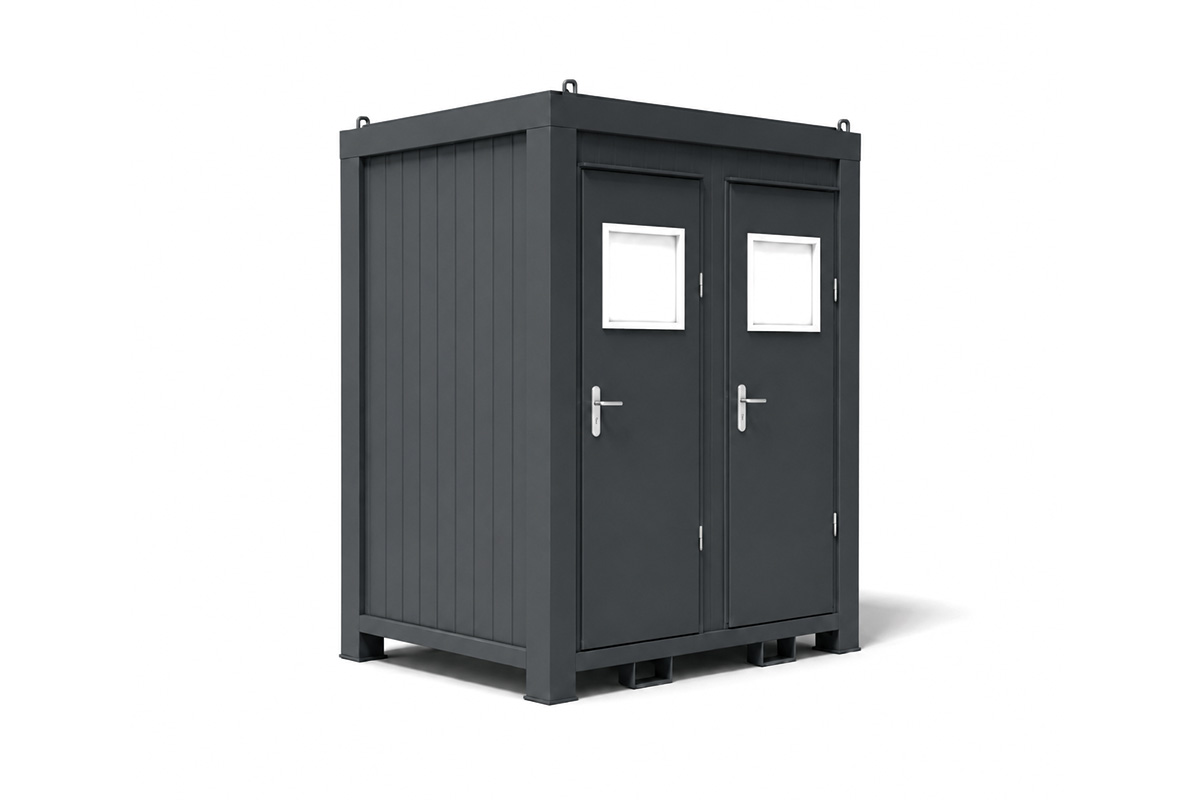WC-Container 8 Fuß, H2540 x B1400 x L2400 mm, Aussenwandlackierung RAL 7016 Anthrazit