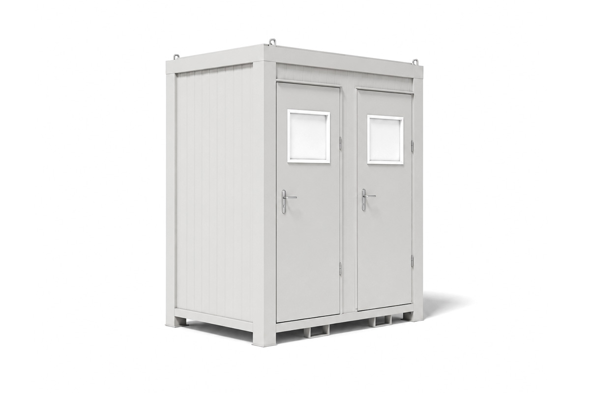 WC-Container 8 Fuß, H2540 x B1400 x L2400 mm, Aussenwandlackierung RAL 9010 Reinweiß