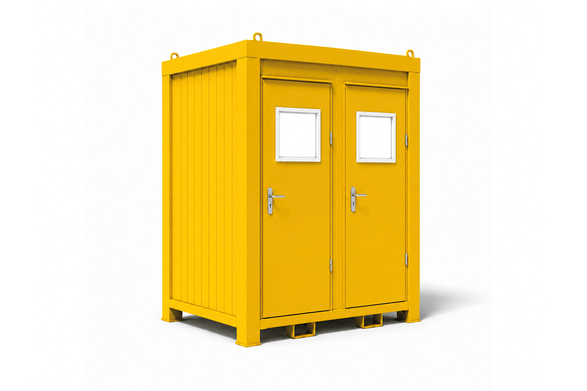WC-Container 8 Fuß, H2540 x B1400 x L2400 mm, Aussenwandlackierung RAL 1003 Signalgelb