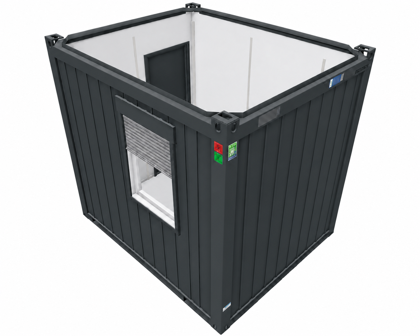 Bürocontainer 10 Fuß V3, H2800 x B2435 x L2989 mm, Aussenwandlackierung RAL 7016 Anthrazit