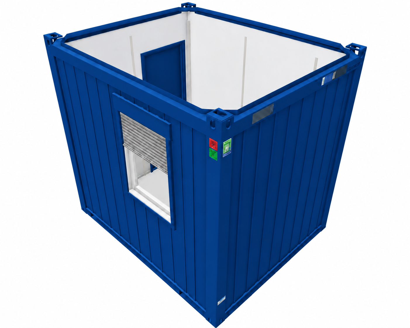 Bürocontainer 10 Fuß V1, H2800 x B2435 x L2989 mm, Aussenwandlackierung RAL 5010 Enzianblau
