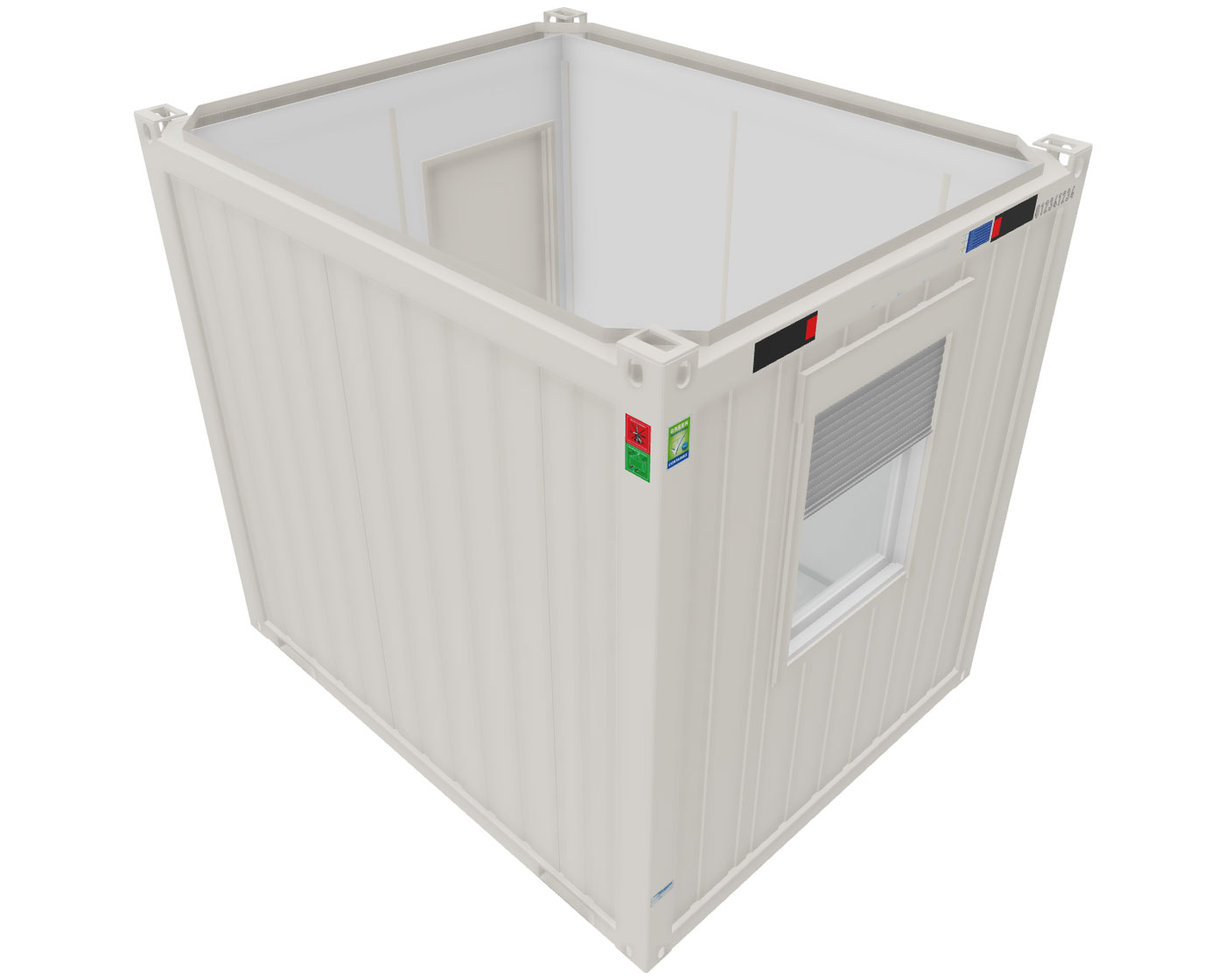 Bürocontainer 10 Fuß V2, H2800 x B2435 x L2989 mm, Aussenwandlackierung RAL 9010 Reinweiß