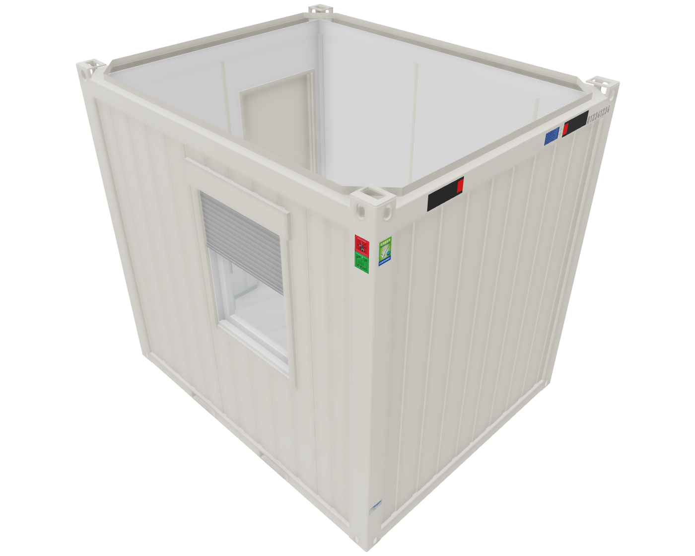 Bürocontainer 10 Fuß V3, H2800 x B2435 x L2989 mm, Aussenwandlackierung RAL 9010 Reinweiß