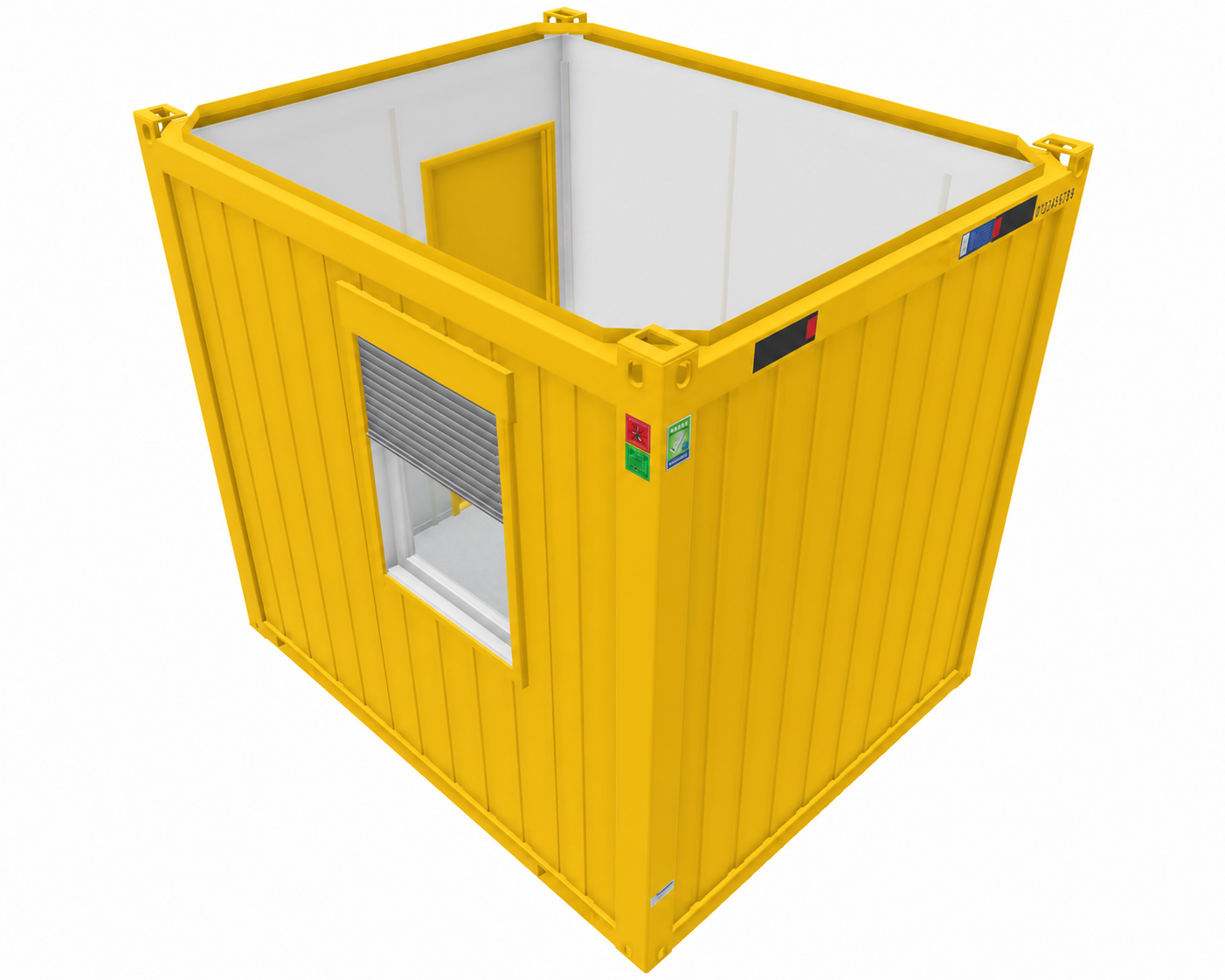 Bürocontainer 10 Fuß V1, H2800 x B2435 x L2989 mm, Aussenwandlackierung RAL 1003 Signalgelb