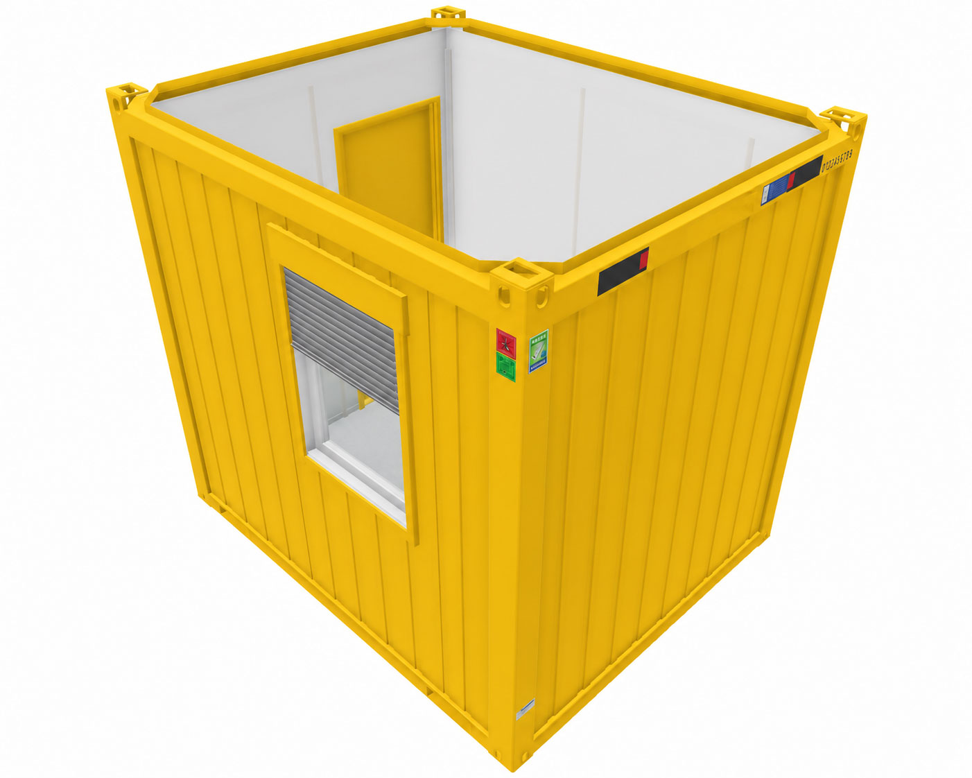 Bürocontainer 10 Fuß V3, H2800 x B2435 x L2989 mm, Aussenwandlackierung RAL 1003 Signalgelb