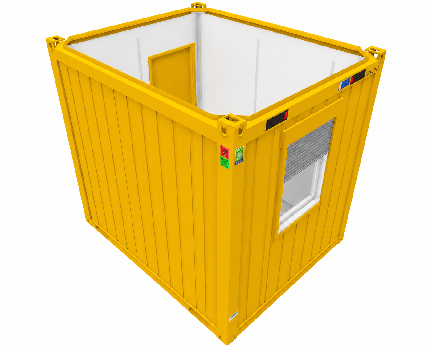 Bürocontainer 10 Fuß V2, H2800 x B2435 x L2989 mm, Aussenwandlackierung RAL 1003 Signalgelb