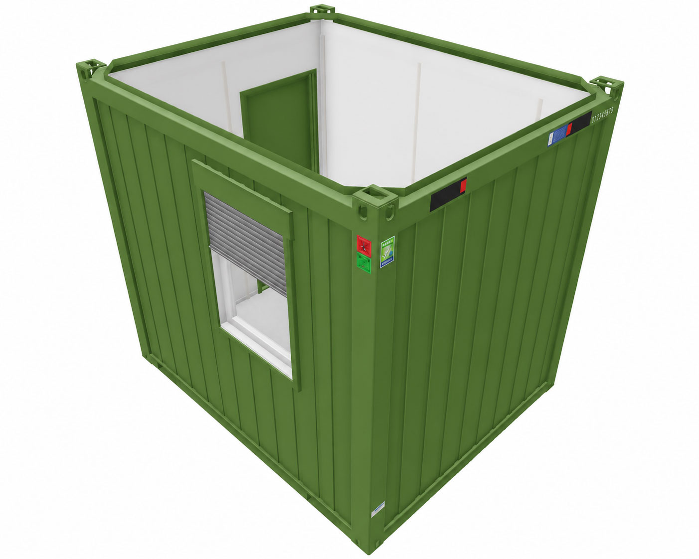 Bürocontainer 10 Fuß V3, H2800 x B2435 x L2989 mm, Aussenwandlackierung RAL 6010 Grasgrün