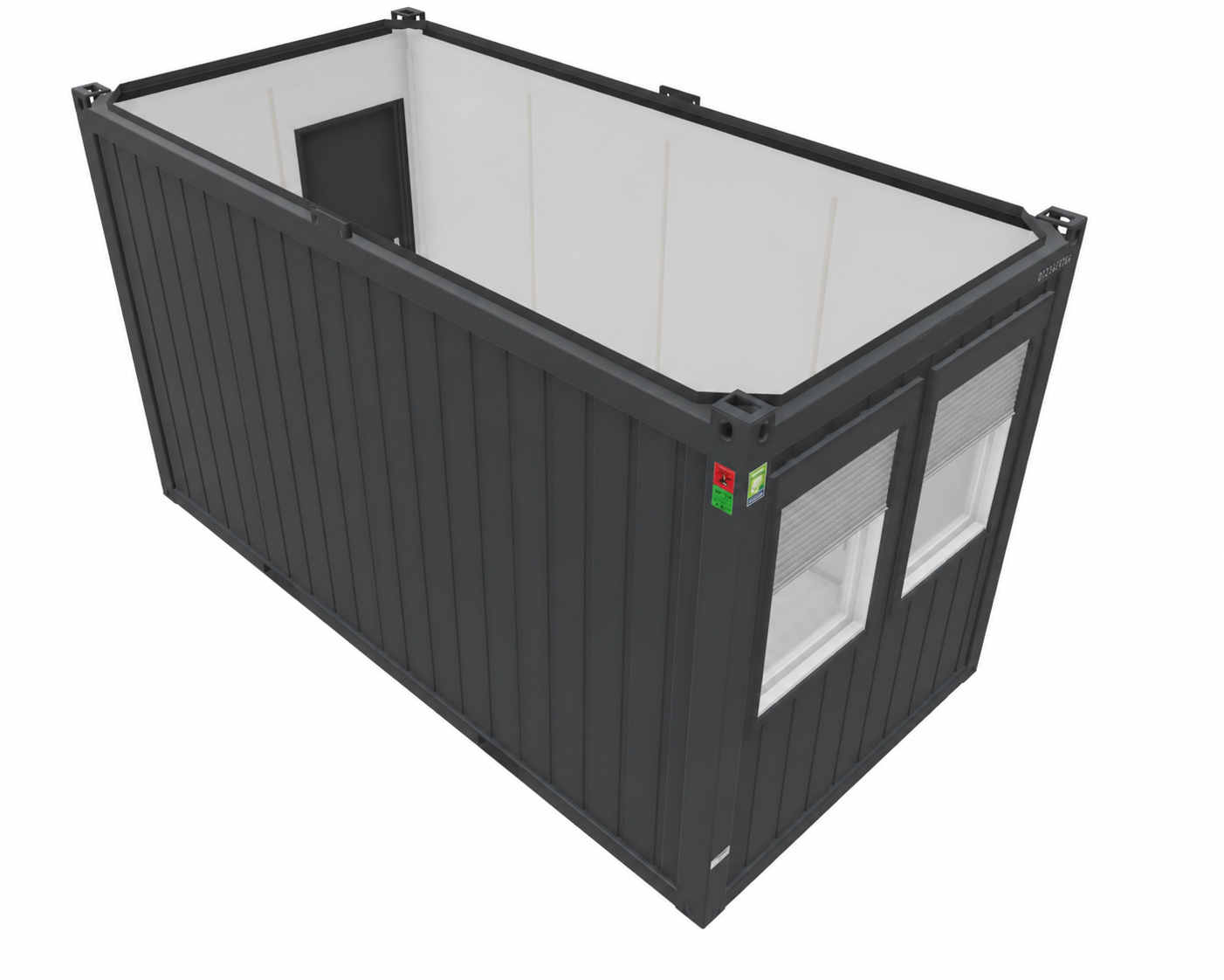 Bürocontainer 16 Fuß V1, H2800 x B2435 x L4885 mm, Aussenwandlackierung RAL 7016 Anthrazit