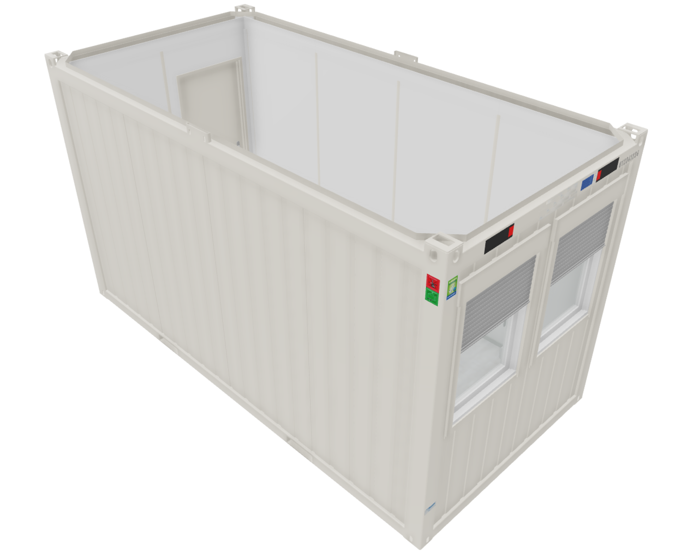 Bürocontainer 16 Fuß V1, H2800 x B2435 x L4885 mm, Aussenwandlackierung RAL 9010 Reinweiß