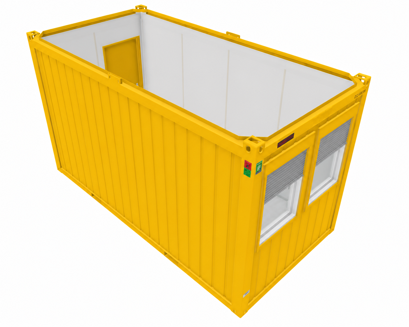Bürocontainer 16 Fuß V1, H2800 x B2435 x L4885 mm, Aussenwandlackierung RAL 1003 Signalgelb