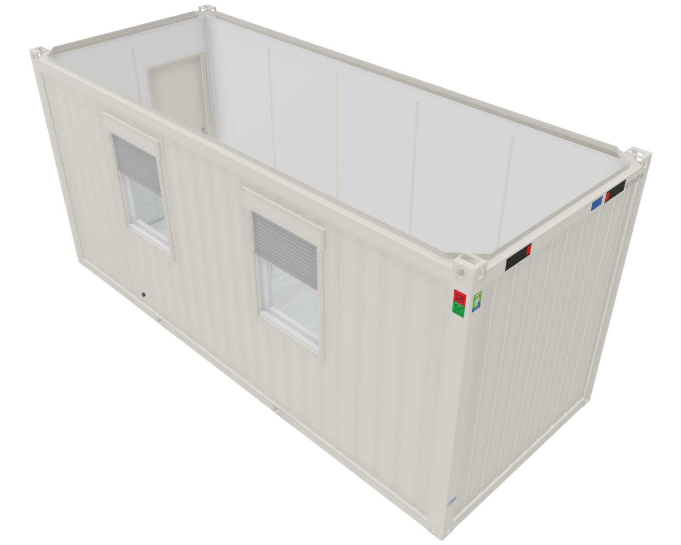 Bürocontainer 20 Fuß V3, H2800 x B2435 x L6055 mm, Aussenwandlackierung RAL 9010 Reinweiß