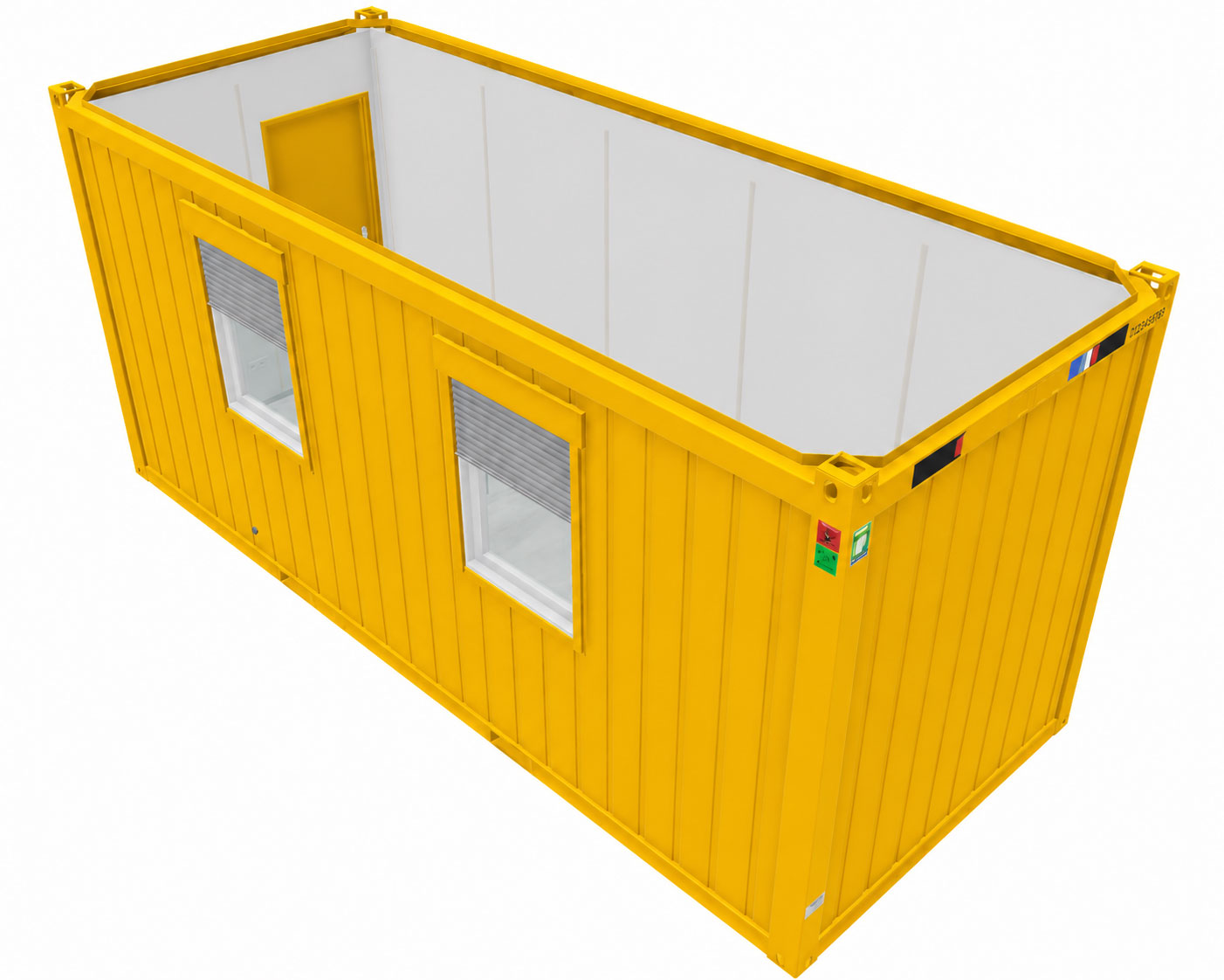 Bürocontainer 20 Fuß V3, H2800 x B2435 x L6055 mm, Aussenwandlackierung RAL 1003 Signalgelb