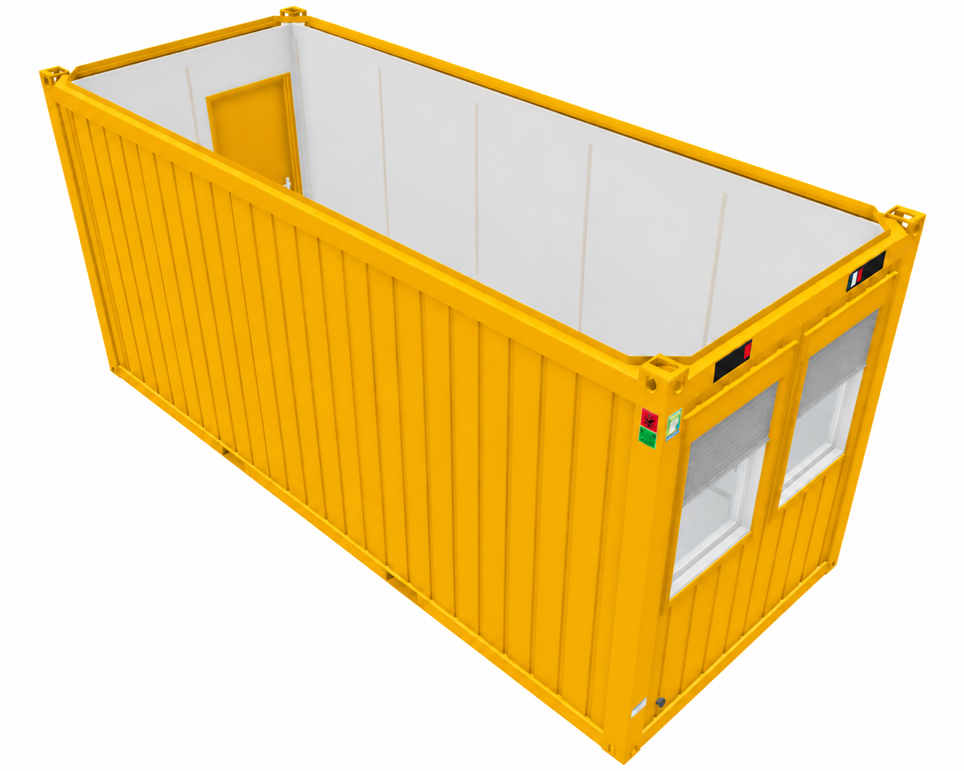 Bürocontainer 20 Fuß, H2800 x B2435 x L6055 mm, Aussenwandlackierung RAL 1003 Signalgelb