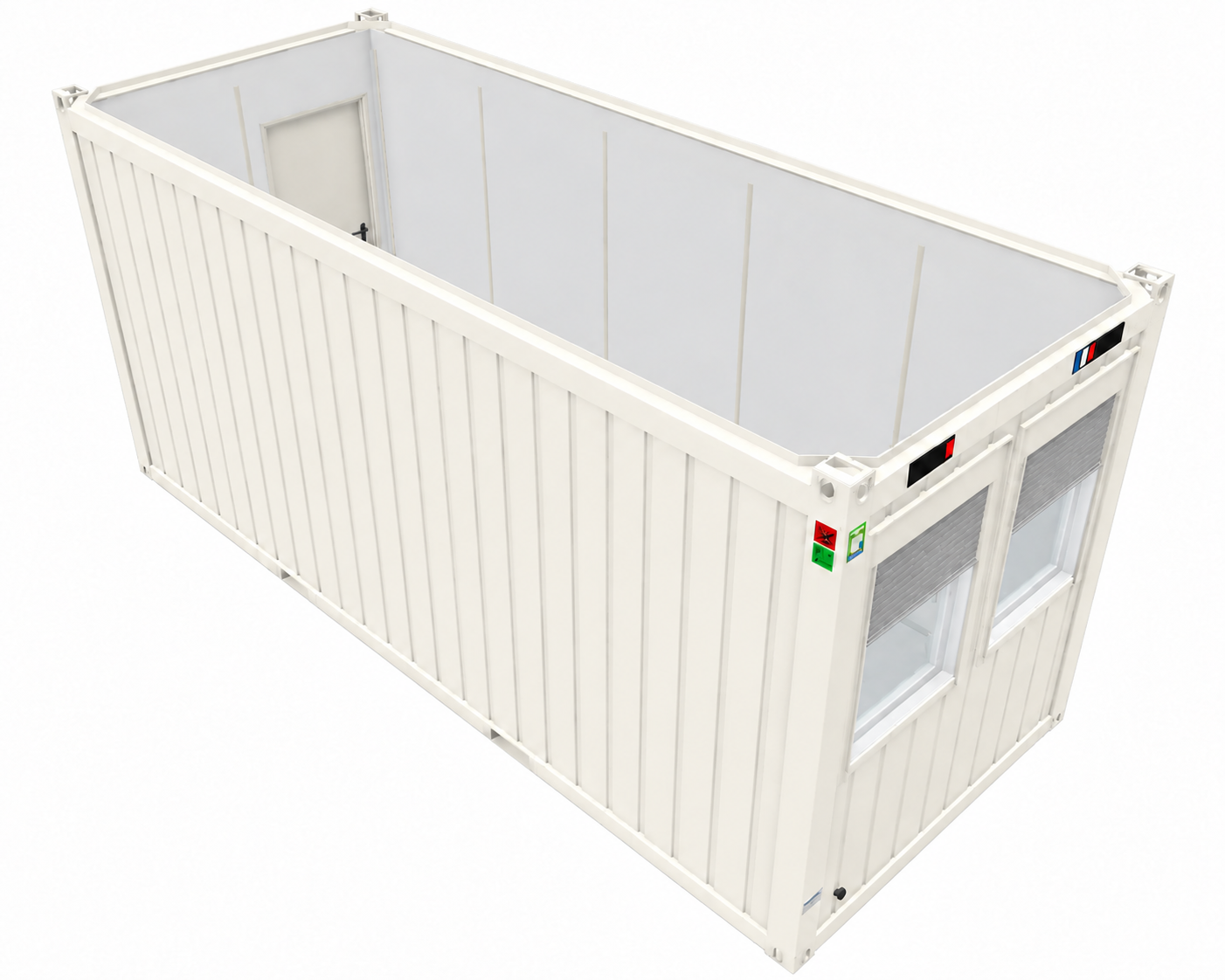 Bürocontainer 20 Fuß, H2800 x B2435 x L6055 mm, Aussenwandlackierung RAL 9010 Reinweiß