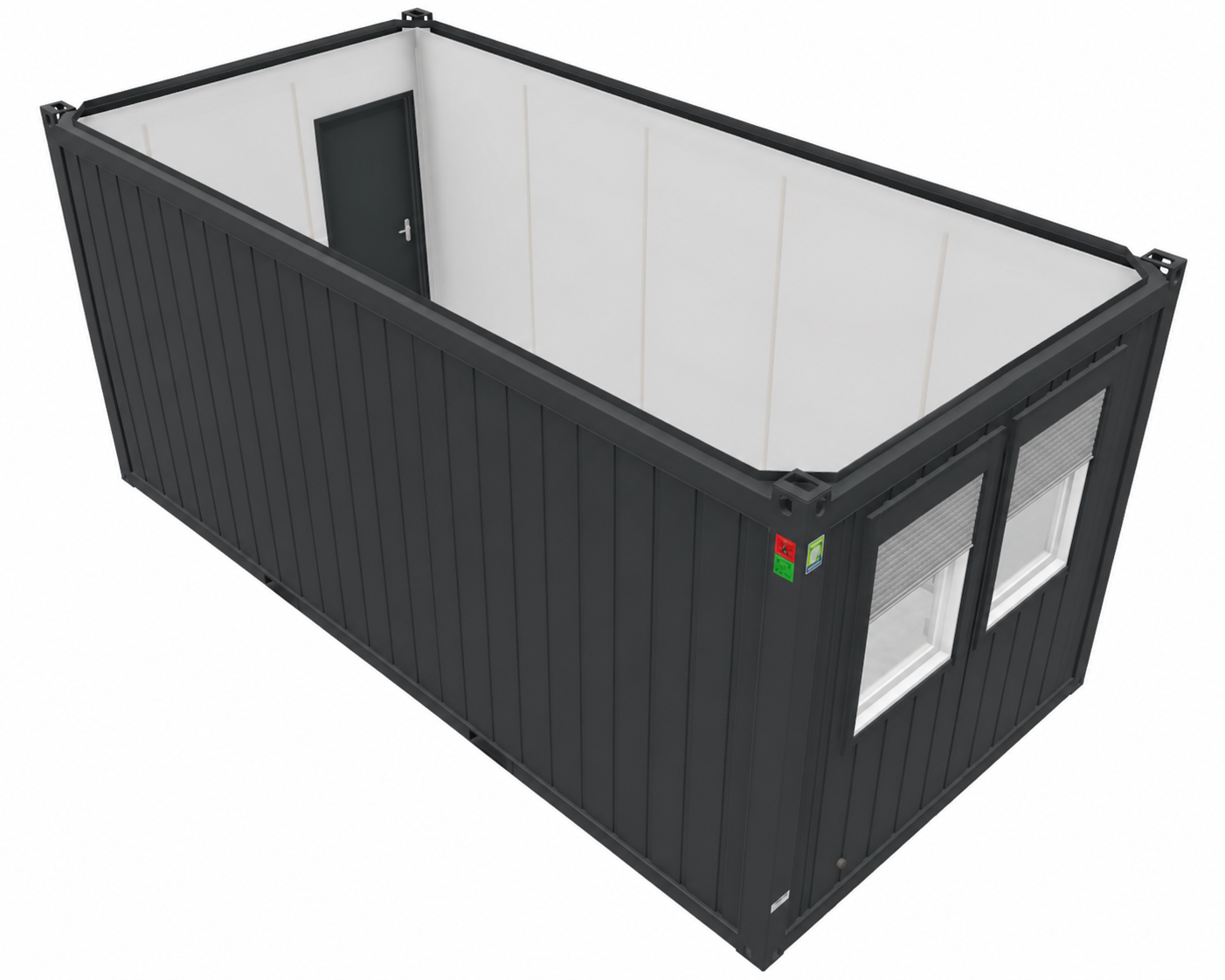 Bürocontainer 20 Fuß - XL, H2800 x B2989 x L6055 mm, Aussenwandlackierung RAL 7016 Anthrazit