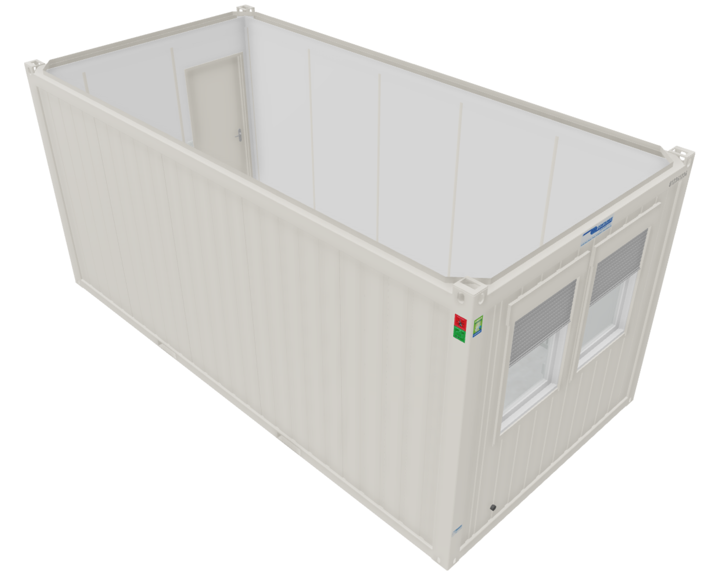 Bürocontainer 20 Fuß - XL, H2800 x B2989 x L6055 mm, Aussenwandlackierung RAL 9010 Reinweiß