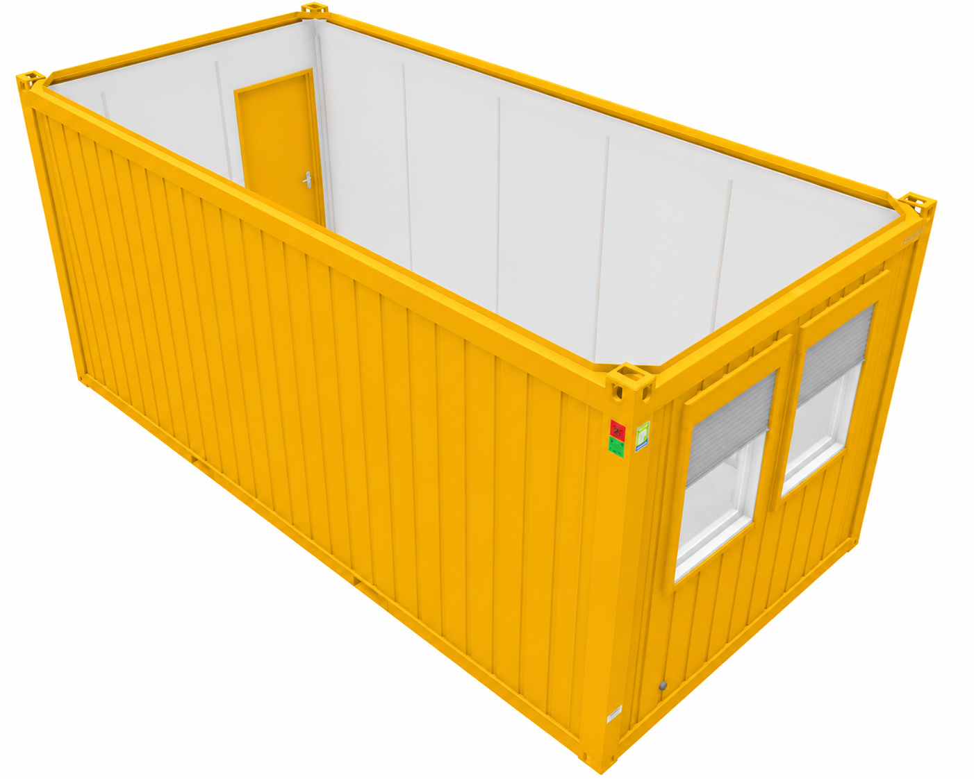 Bürocontainer 20 Fuß - XL, H2800 x B2989 x L6055 mm, Aussenwandlackierung RAL 1003 Signalgelb