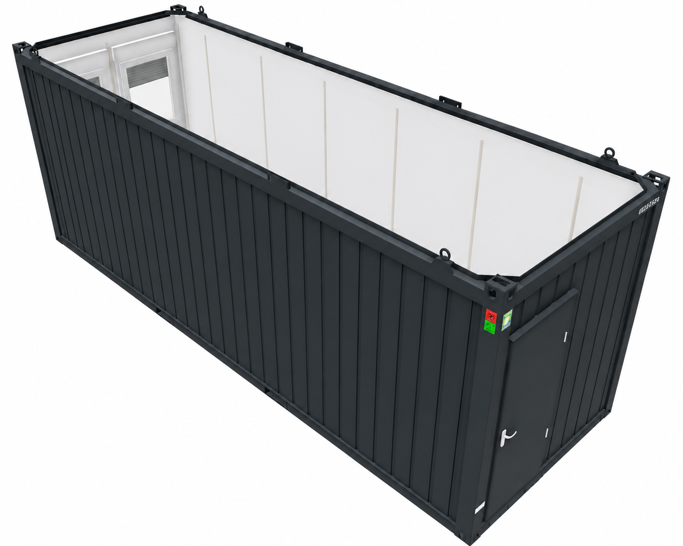 Bürocontainer 24 Fuß V1, H2800 x B2435 x L7335 mm, Aussenwandlackierung RAL 7016 Anthrazit