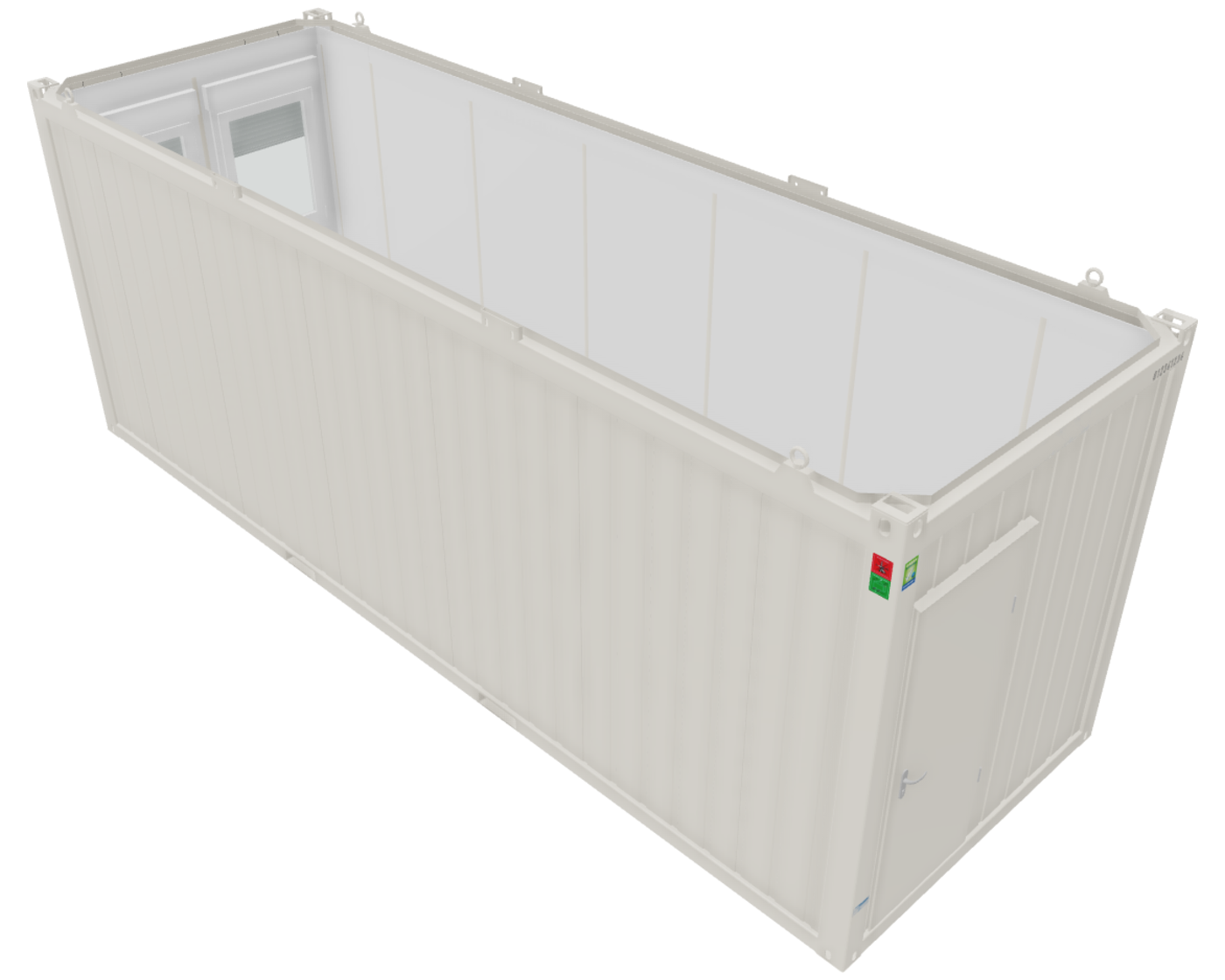 Bürocontainer 24 Fuß V1, H2800 x B2435 x L7335 mm, Aussenwandlackierung RAL 9010 Reinweiß