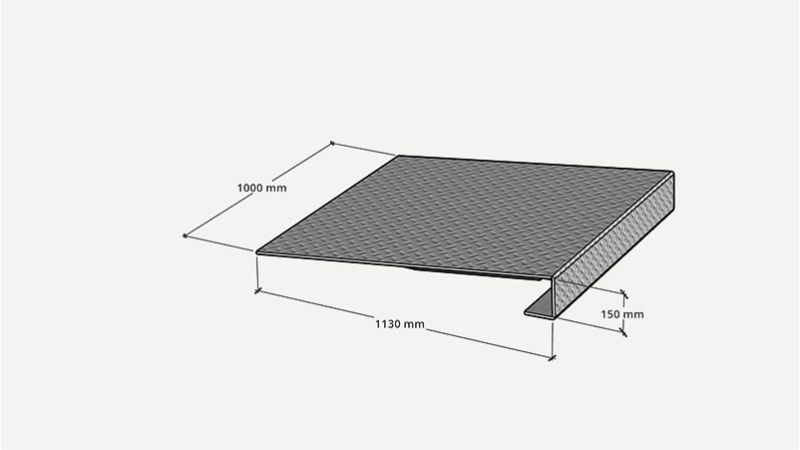 Auffahrrampe aus Aluminum mit Duettblech-Oberfläche,  B 1000 x L 1130 mm