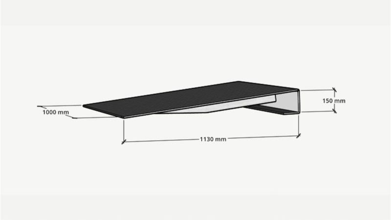 Auffahrrampe aus Aluminum mit Duettblech-Oberfläche,  B 1000 x L 1130 mm