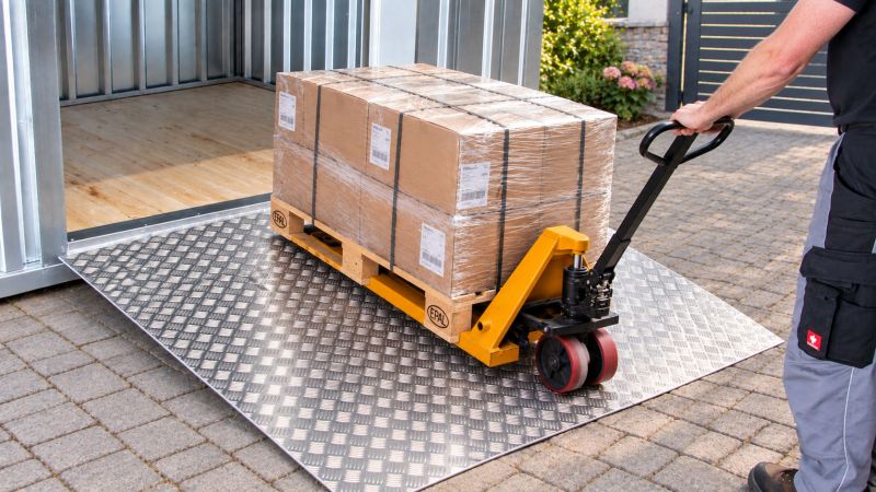 Auffahrrampen aus Aluminum B 1500 x L 1200 mm - Auffahrrampe passend für CONTAINER-XXL-Lagercontainer