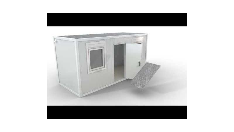 Auffahrrampe 870 x 1450 mm aus Aluminium-Tränenblech - passend für Lagercontainer, Schnellbaucontainer, Materialcontainer oder Bürocontainer