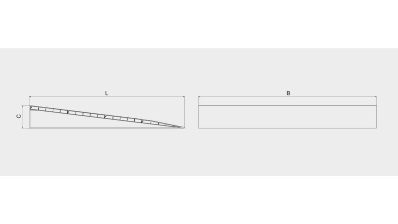 Auffahrrampe - keilförmige Zugangsrampe von Metalmec, Tragkraft 1000 kg - L635 x B950 x H65 mm