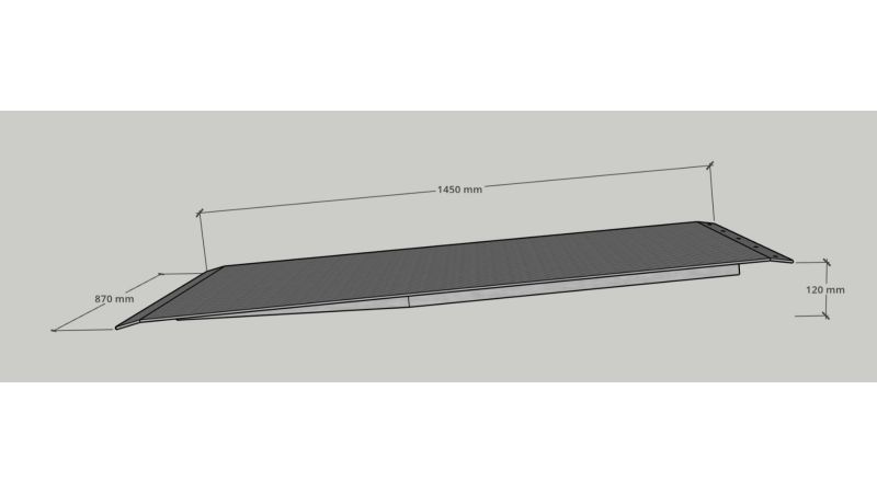 Auffahrrampe 870 x 1450 mm aus Aluminium-Tränenblech - passend für Lagercontainer, Schnellbaucontainer, Materialcontainer oder Bürocontainer