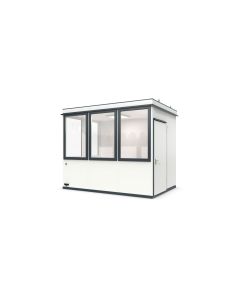 Pf&ouml;rtnerhaus - Meisterb&uuml;ro MultiRoom Outdoor Basic 7 Mini - H2820 x B3510 x T2280 mm mit Elektropaket Mini in RAL 9002 - Grauwei&szlig;