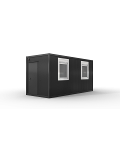 B&uuml;rocontainer isoliert, 5100 x 2160 x 2540 mm (L x B x H),  inkl. Elektropaket, 2 Fenster, Lackierung RAL 7016 anthrazit - Variante 3