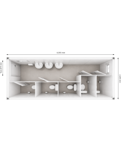 WC-Container V3, 20 Fuß, H2800 x B2435 x L6055 mm, Aussenwandlackierung RAL 7016 Anthrazit