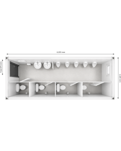 WC-Container V1, 20 Fuß, H2800 x B2435 x L6055 mm, Aussenwandlackierung RAL 6010 Grasgrün