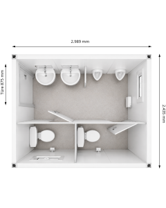 WC-Container V1, 10 Fuß, H2800 x B2435 x L2989 mm, Aussenwandlackierung RAL 9010 Reinweiß
