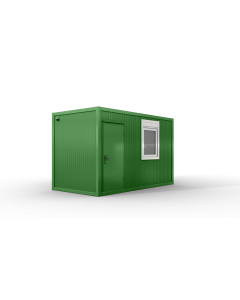 Bürocontainer isoliert, 4100 x 2160 x 2540 mm (L x B x H), inkl. Elektropaket, 1 Fenster, Lackierung RAL 6010 grasgrün - Variante 1