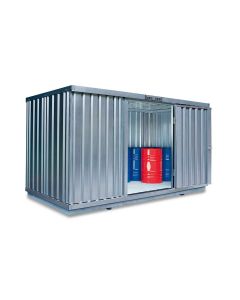 Gefahrstoffcontainer WGK 1-3, H2300xB4050xT2170 mm, 1830 mm Doppelflügeltür, erfolgt fertig montiert