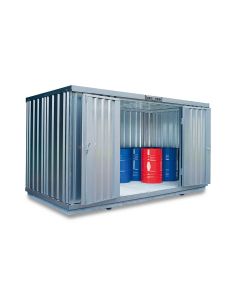 Gefahrstoffcontainer WGK 1-3, H2300xB4050xT2170 mm, 1830 mm Doppelflügeltür inkl. 1270 mm Zusatztür, erfolgt fertig montiert