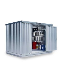 Gefahrstoffcontainer WGK 1-3, H2350xB3050xT2170 mm, 1830 mm Doppelflügeltür inkl. 1270 mm Zusatztür, erfolgt fertig montiert